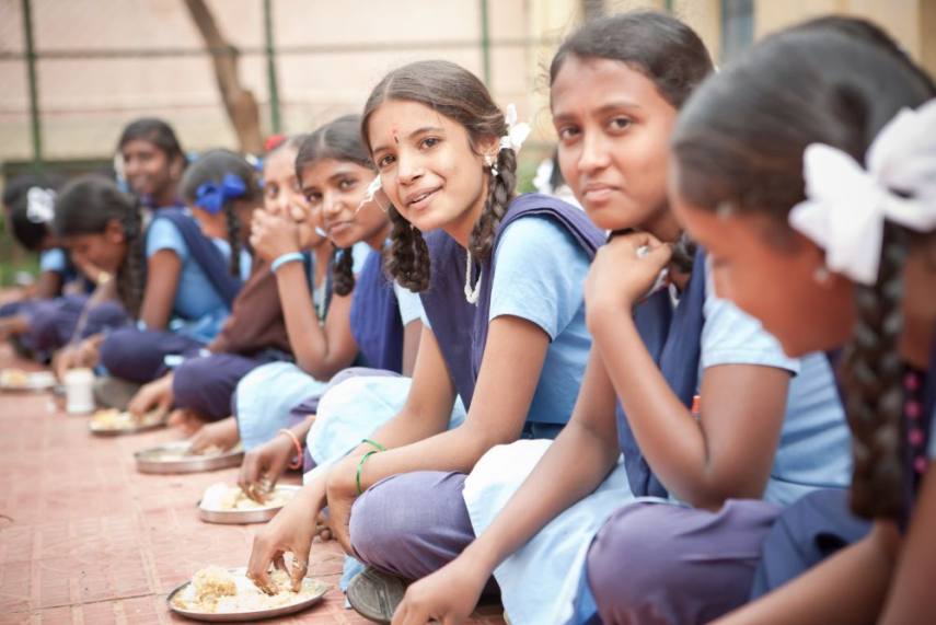 Girls eating a meal